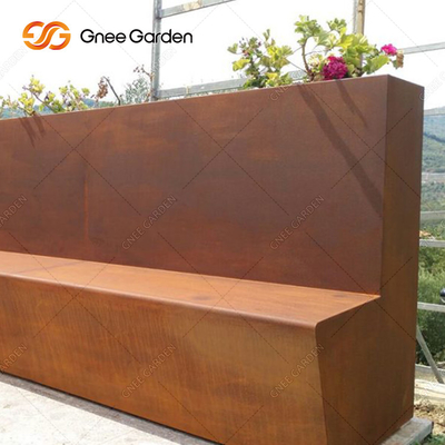 Bangku Penanam Baja Corten Luar Berkarat Kustom Untuk Halaman Belakang