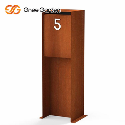 SGS Menyetujui Perabotan Logam Luar Ruangan Corten Steel Letterbox Berdiri Bebas