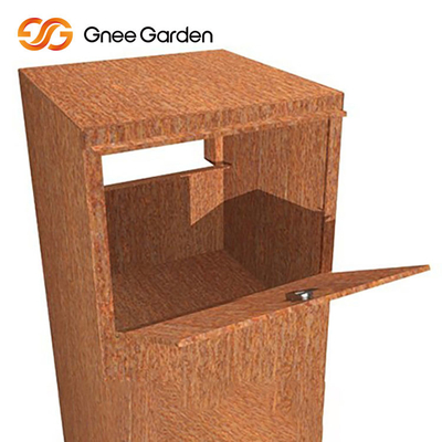Corten Steel Rusted Outdoor Metal Furniture Steel Parcel Drop Box Multi Fungsi