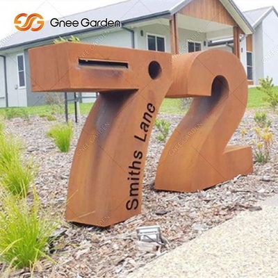 950mm Tinggi Berkarat Corten Steel Letter Box Outdoor Metal Drop Box