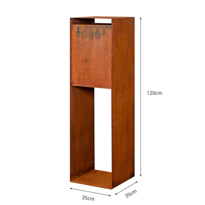 Pelapukan Baja Corten Steel Metal Parcel Drop Box Dekoratif Vertikal