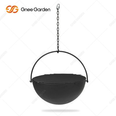 BBQ Fire Bowl Corten Steel Dengan Cincin Pemanggang Berkemah Di Luar Ruangan