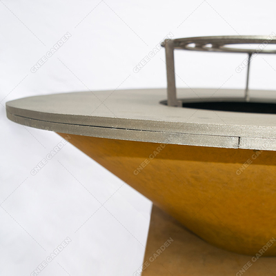 Custom Size Square Corten Steel BBQ Grill Dekoratif Berkemah Di Luar Ruangan