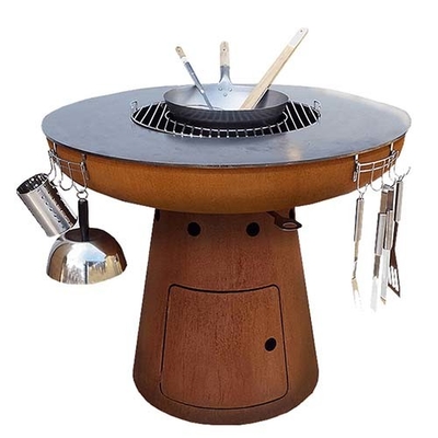 Corten Steel Outdoor Cooking Grills 100cm Corten Steel Fire Pit Untuk Barbekyu