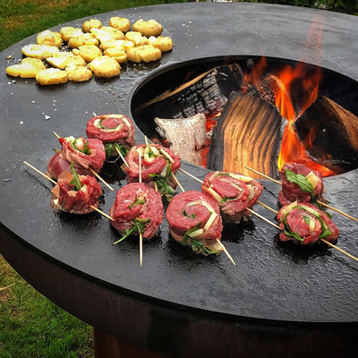 Corten Steel Outdoor Cooking Grills 100cm Corten Steel Fire Pit Untuk Barbekyu