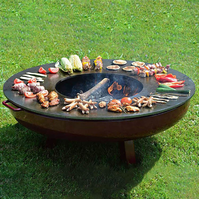 Layanan OEM Corten Steel Outdoor Cooking Grills Pembakaran Kayu