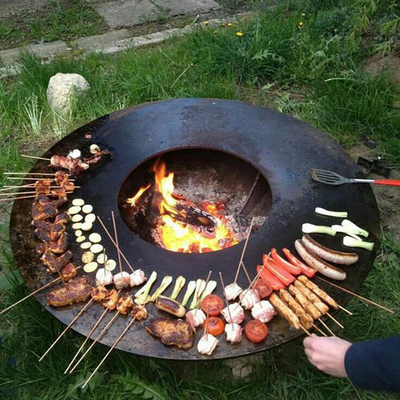 Layanan OEM Corten Steel Outdoor Cooking Grills Pembakaran Kayu
