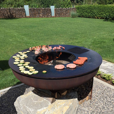 Corten Steel KD Outdoor BBQ Fire Pit Round Pra Berkarat
