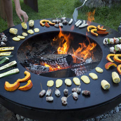 Layanan OEM Corten Steel Outdoor Cooking Grills Pembakaran Kayu