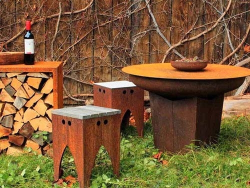 Portable Corten Steel Bbq Grill Untuk Berkemah Di Luar Ruangan Restoran