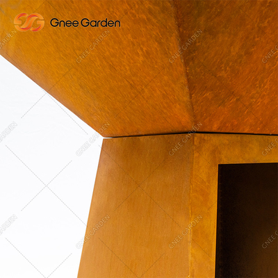 Corten Steel BBQ Fire Pit Grill Trapesium Berbentuk Outdoor Cooking Grills Untuk Taman