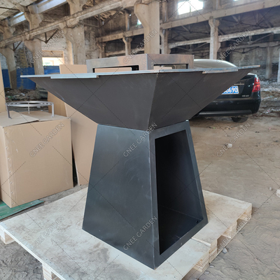 Corten Steel BBQ Fire Pit Grill Trapesium Berbentuk Outdoor Cooking Grills Untuk Taman