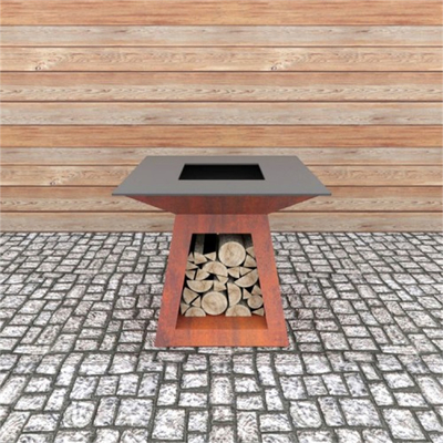 3mm Tebal Bergerak Corten Steel Barbecue Fire Pit Ukuran Disesuaikan