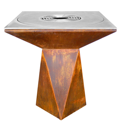 Corten Steel Outdoor Fire Pit Steel BBQ Grill Terbakar Untuk Piknik Berkemah