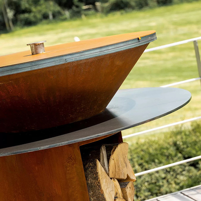 Outdoor Garden Bbq Kitchen Grill Corten Steel Barbekyu Pembakaran Kayu