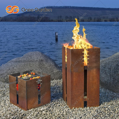 1200mm Square Corten Steel BBQ Grill Arang Pembakaran Dekoratif