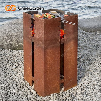 Memasak Luar Ruangan Corten Metal Barbecue Grill Heavy Duty