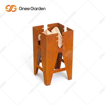 Corten Steel Square Outdoor Bbq Grill Table Garden Pembakar Kayu Lubang Api