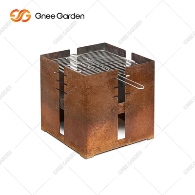 Corten Steel Bbq Charcoal Grill Table Ketebalan 3mm