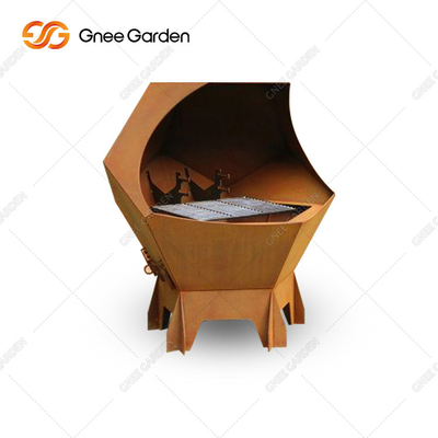Outdoor Memasak Bbq Grill Garden Patio Corten Steel Outdoor Bbq Grills