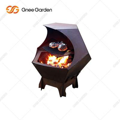 Pengoperasian Sederhana Corten Iron BBQ Charcoal Cooking Grill Untuk Pesta Luar Ruangan