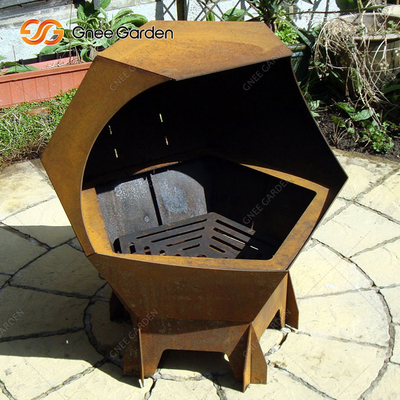 Pengoperasian Sederhana Corten Iron BBQ Charcoal Cooking Grill Untuk Pesta Luar Ruangan