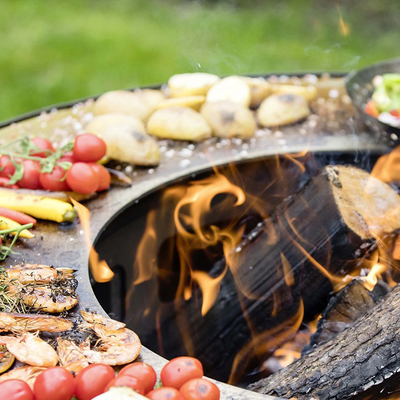 Pemanggang Barbekyu Dapur Luar Ruangan yang Tahan Lama Corten Steel Barbeque Fire Pit Grill