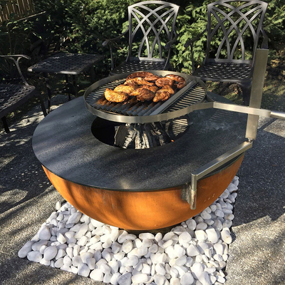 Berkemah di Luar Ruangan Memasak Corten Steel Bbq Grill Panggangan Lubang Api Dekoratif