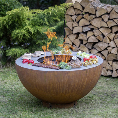Berkemah di Luar Ruangan Memasak Corten Steel Bbq Grill Panggangan Lubang Api Dekoratif