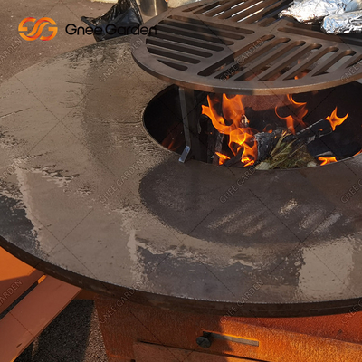 Arang Corten Steel Memasak Luar Ruangan Panggangan Taman Halaman Belakang Dekoratif