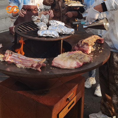 Arang Corten Steel Memasak Luar Ruangan Panggangan Taman Halaman Belakang Dekoratif