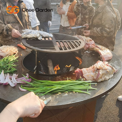 Garden Rust Corten Steel Outdoor Cooking Grills Fire Pit BBQ Grill Layanan Pengemasan