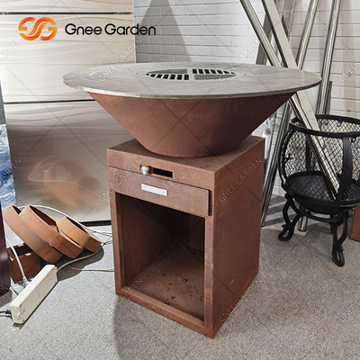 Memasak di Luar Ruangan BBQ Grill Heavy Duty Antique Fire Pit Corten Metal Barbecue