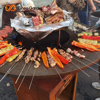 Corten Steel Garden BBQ Memasak Luar Ruangan Pemanggang Api Antik 31.5&quot;