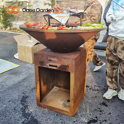 Corten Steel Garden BBQ Memasak Luar Ruangan Pemanggang Api Antik 31.5&quot;