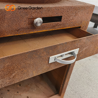 Corten Steel Garden BBQ Memasak Luar Ruangan Pemanggang Api Antik 31.5&quot;