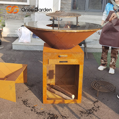 Memasak di Luar Ruangan BBQ Grill Heavy Duty Antique Fire Pit Corten Metal Barbecue