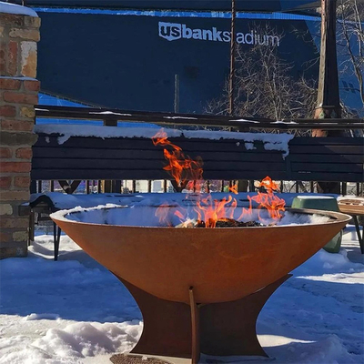 Memasak Luar Ruangan Mangkuk Api Kustom Bbq Grill Corten Steel Garden Fire Pit Rustic