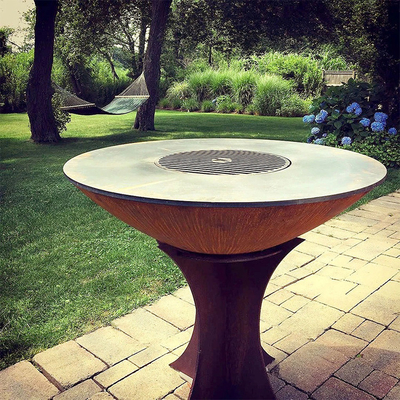 1000mm Corten Steel Outdoor Cooking Grills Dengan Basis Yang Dapat Dilepas