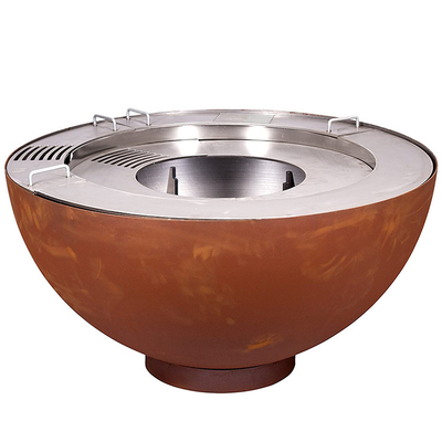 1000mm Outdoor Corten Steel Fire Pit BBQ Dengan Cincin Panggangan yang Disesuaikan