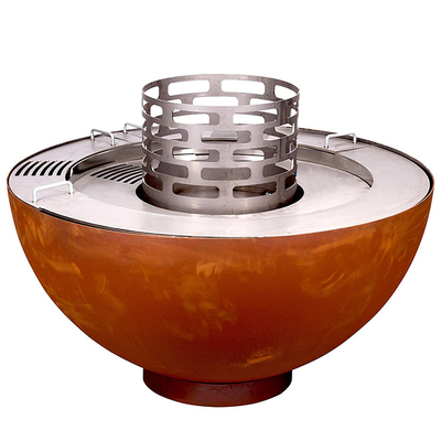 1000mm Outdoor Corten Steel Fire Pit BBQ Dengan Cincin Panggangan yang Disesuaikan