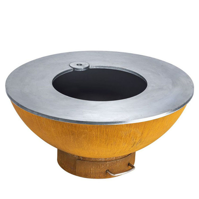Round Rust Corten Steel Heavy Duty Fire Pit Grill 70*70*35 Cm