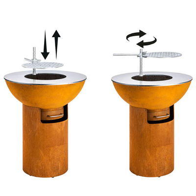 Round Rust Corten Steel Heavy Duty Fire Pit Grill 70*70*35 Cm