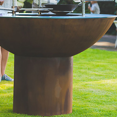 Round Rust Corten Steel Heavy Duty Fire Pit Grill 70*70*35 Cm