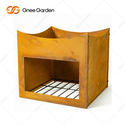 Corten Steel Metal Camping Rusty Barbecue Grill untuk Memasak Sayuran di Luar Ruangan