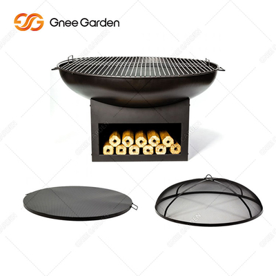 Natural Rust Corten Steel Metal Panggangan Barbekyu Besar Lubang Api Luar Ruangan Disesuaikan