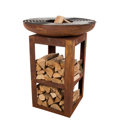 Dapur Luar Ruangan Modern Corten Steel Grill Pembakaran Kayu Berkemah BBQ Grill