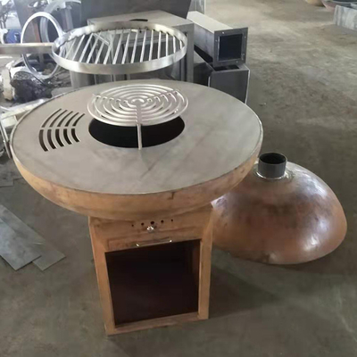 Modern Charcoal Rusty Finish Corten Steel Fire Pit Untuk Memasak BBQ Dapur Luar Ruangan