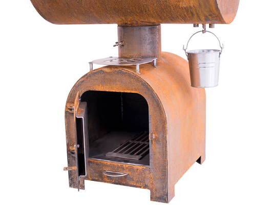 Outdoor Corten Steel BBQ Fire Grill Arang Perokok Dengan Lingkaran Plancha Grill Plate
