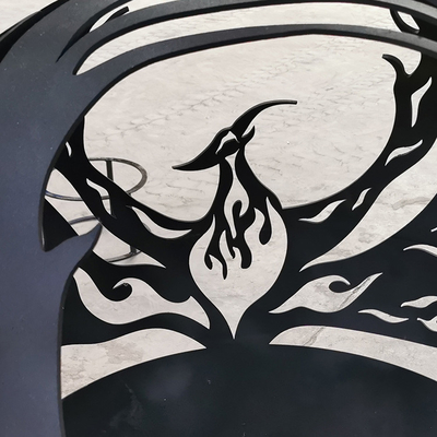 Phoenix Pattern Design Rusty Outdoor Metal Fire Ball di Corten Steel